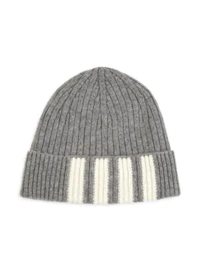 Shop Gucci Ribbed Cashmere Beanie In Grey