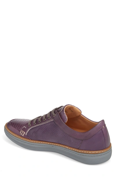 Shop Mezlan Ceres Perforated Low Top Sneaker In Purple Leather