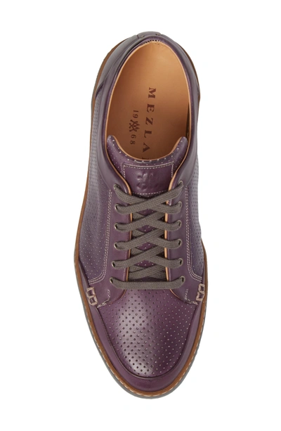 Shop Mezlan Ceres Perforated Low Top Sneaker In Purple Leather