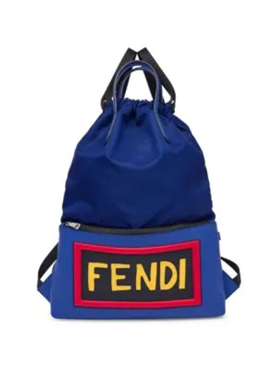 Shop Fendi Logo Tote Backpack In Blue