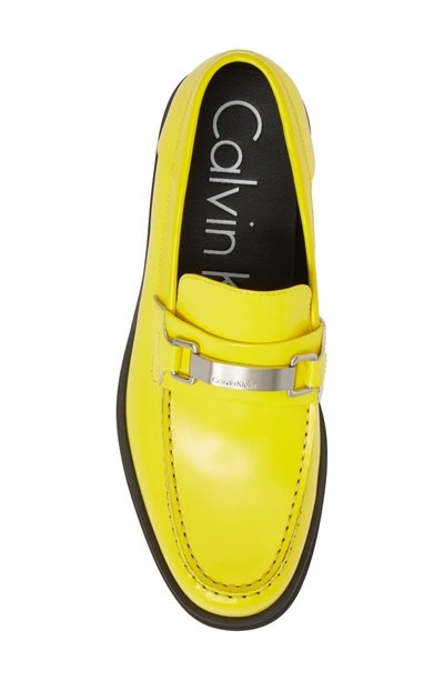 Shop Calvin Klein Lyric Box Bit Loafer In Cyber Yellow Leather