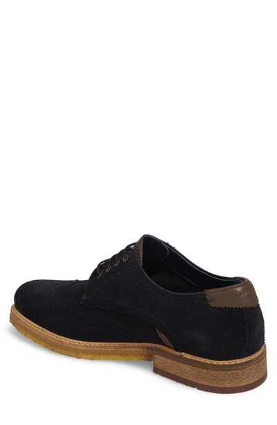 Shop Ted Baker Brycces Wingtip Oxford In Dark Blue Suede