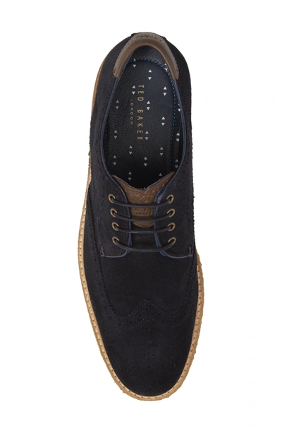 Shop Ted Baker Brycces Wingtip Oxford In Dark Blue Suede