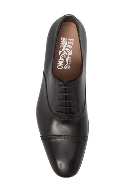 Shop Ferragamo Boston Cap Toe Oxford In Nero Leather