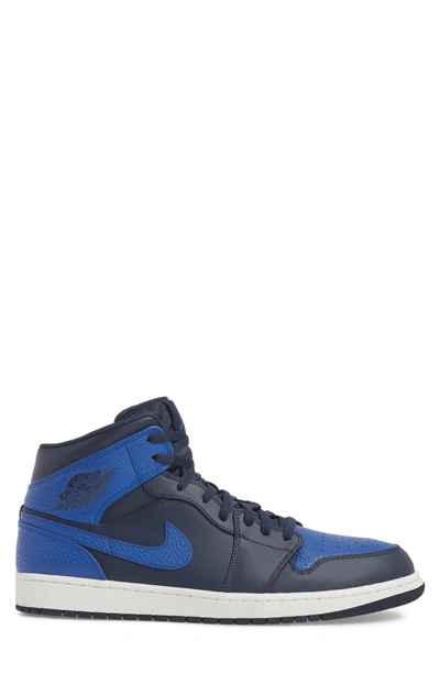 Shop Nike 'air Jordan 1 Mid' Sneaker In Obsidian/ Game Royal/ White