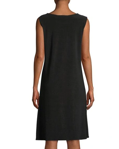 Shop Caroline Rose Plus Size Scoop-neck Stretch Knit Dress In Black