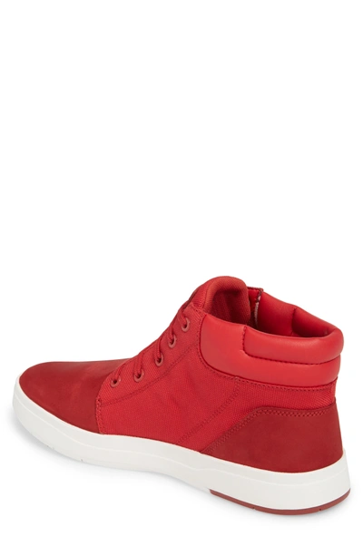 Shop Timberland Davis Square Mid Top Sneaker In Ruby Red Wb W/ Cordura