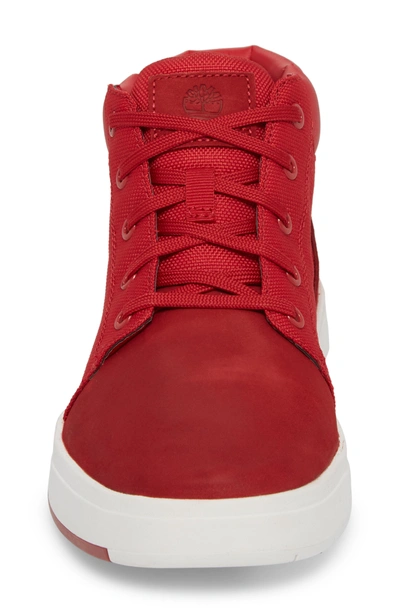 Shop Timberland Davis Square Mid Top Sneaker In Ruby Red Wb W/ Cordura