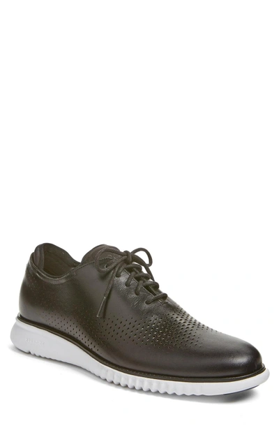 Shop Cole Haan 2.zerogrand Wingtip In Black Leather/ White