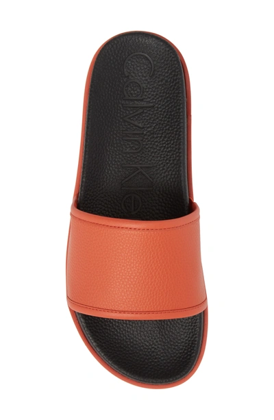 Shop Calvin Klein Mackee Sport Slide In Sunset Orange Leather
