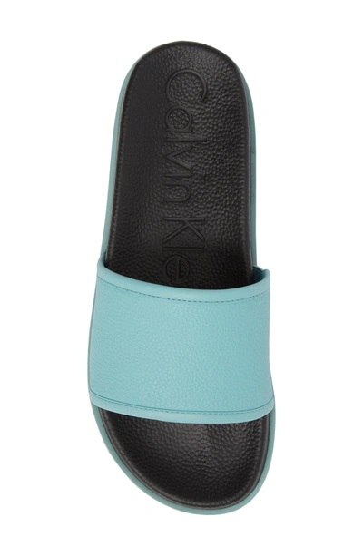 Shop Calvin Klein Mackee Sport Slide In Cadet Blue Leather
