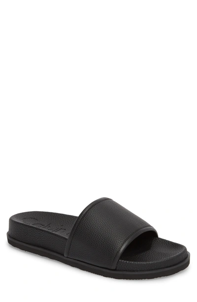 Shop Calvin Klein Mackee Sport Slide In Black Leather