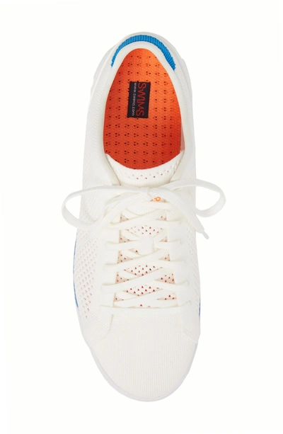 Shop Swims Breeze Tennis Washable Knit Sneaker In White/ Blitz Blue Fabric