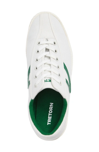 Shop Tretorn Nylite Plus Sneaker In White/ White/ Green Canvas