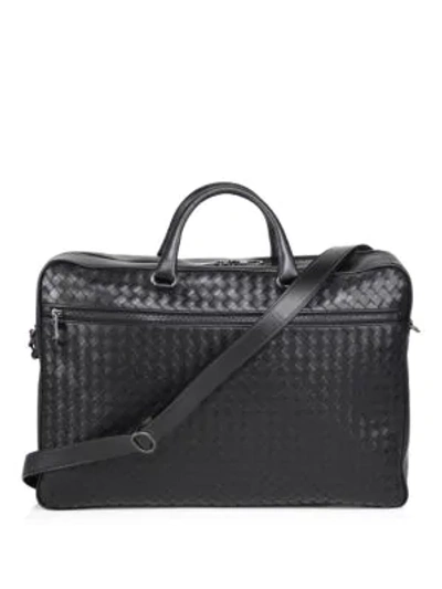 Shop Bottega Veneta Nero Leather Briefcase In Black