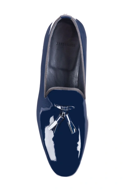 Shop Jared Lang Enzo Tasseled Venetian Loafer In Navy Leather