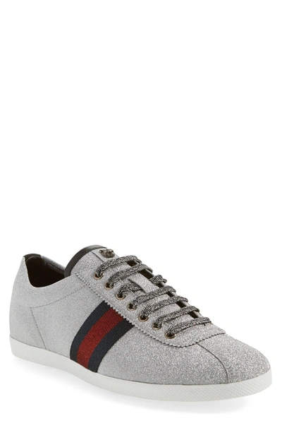 Shop Gucci Bambi Lace-up Sneaker In Argento Fabric