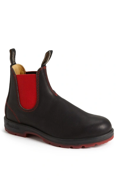 Shop Blundstone Footwear Chelsea Boot In Black/ Red Gore