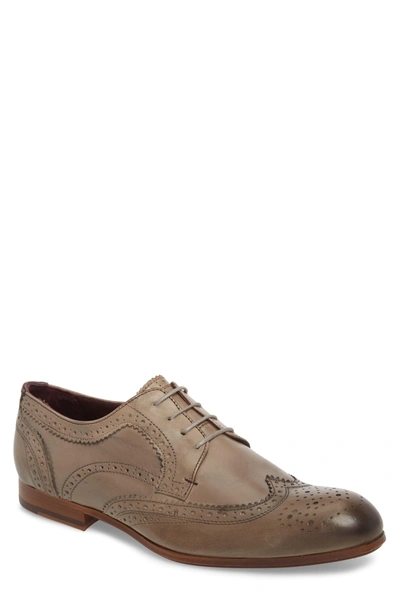 Shop Ted Baker Granet Wingtip In Grey Leather