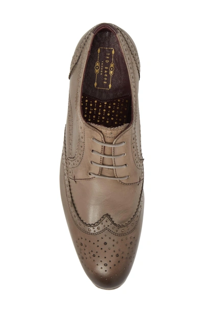 Shop Ted Baker Granet Wingtip In Grey Leather