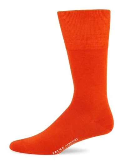 Shop Falke Airport Wool-cotton Blend Socks In Orange