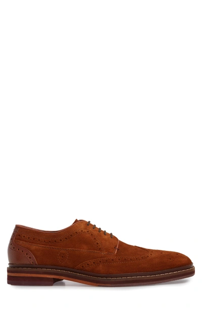 Shop Ted Baker Gourdns Wingtip In Tan Suede