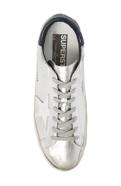 Shop Golden Goose 'superstar' Sneaker In Silver/ Blue/ White