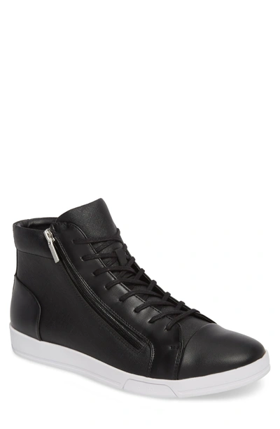 Shop Calvin Klein Berke High Top Sneaker In Black Leather