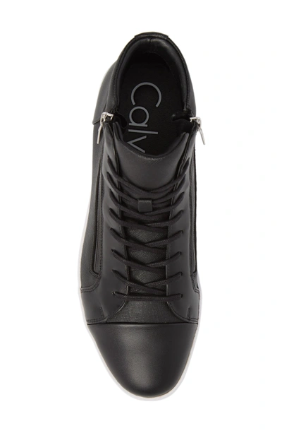 Shop Calvin Klein Berke High Top Sneaker In Black Leather