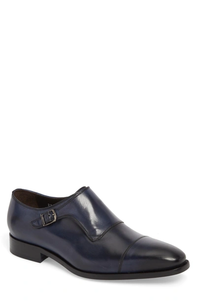 Shop To Boot New York Ludlum Cap Toe Monk Shoe In Blue Leather