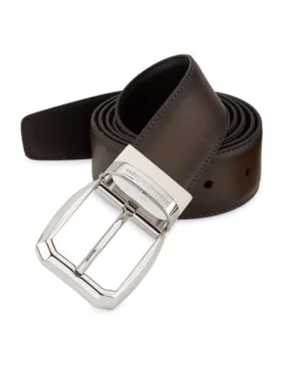 Shop Ermenegildo Zegna Reversible Smooth Leather Belt In Brown