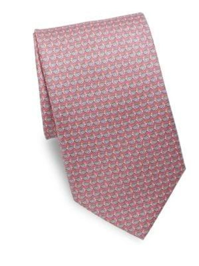 Shop Ferragamo Bird Silk Tie In Pink