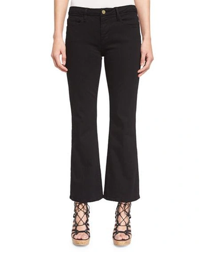 Shop Frame Le Crop Mini Boot-cut Jeans In Film Noir