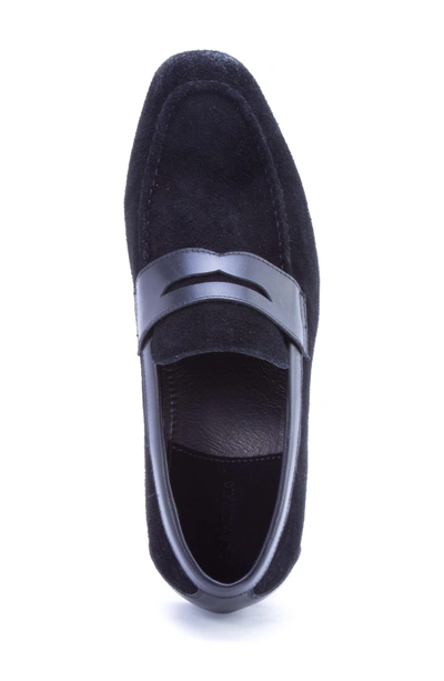 Shop Zanzara Siena Penny Loafer In Black Suede/ Leather