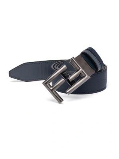 Shop Fendi Pebble Leather Belt In Blackboard