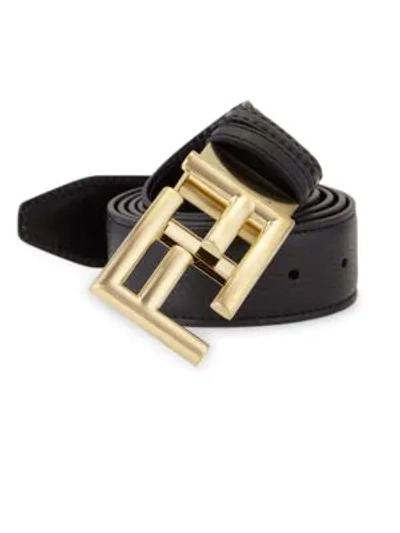 Shop Fendi Men's Pebble Cut-to-size Leather Belt In Nero Tton