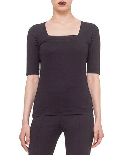 Akris Punto Elements Jersey Square Neck Top In Black