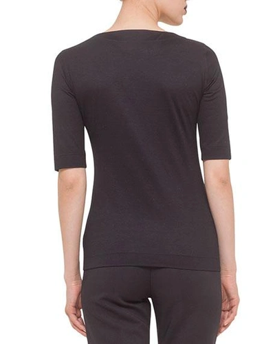 Shop Akris Punto Square-neck Jersey Top In Black