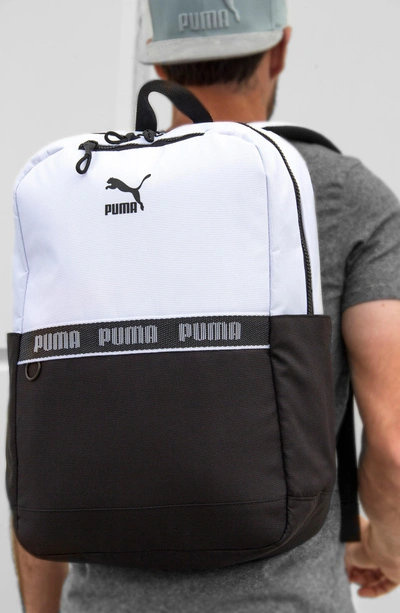 Shop Puma The Linear Backpack - Black In Black/ White