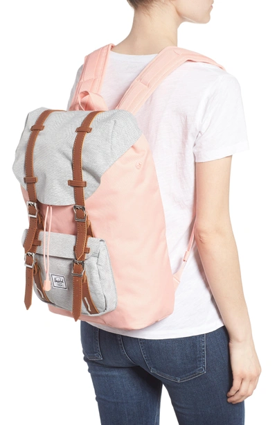 Shop Herschel Supply Co Little America - Mid Volume Backpack - Pink In Peach/ Light Grey