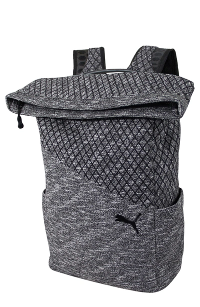 Shop Puma Evo 2.0 Foldover Top Knit Backpack - Black In Black/ Grey