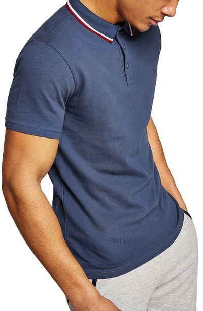 Shop Topman Muscle Fit Polo In Navy