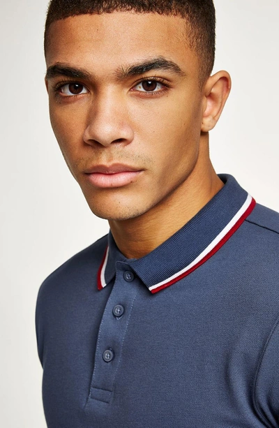 Shop Topman Muscle Fit Polo In Navy