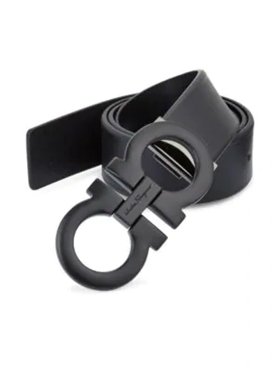 Shop Ferragamo Men's Adjustable Oversized Gancini Buckle Belt In Black