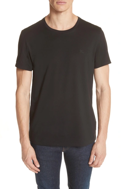 Shop Burberry Logo Embroidered Crewneck T-shirt In Black