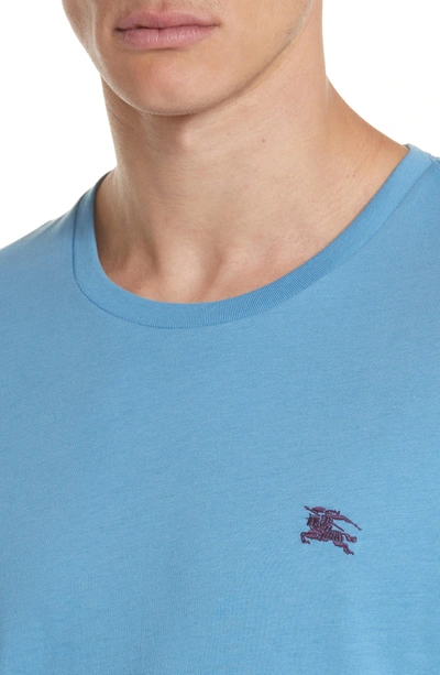 Shop Burberry Logo Embroidered Crewneck T-shirt In Light Azure