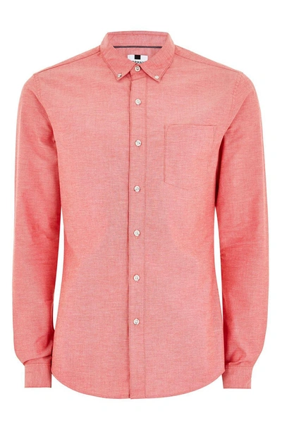 Shop Topman Muscle Fit Oxford Shirt In Red