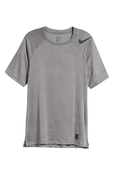 Shop Nike Pro Hypercool Fitted Crewneck T-shirt In Atmosphere Grey/ Black