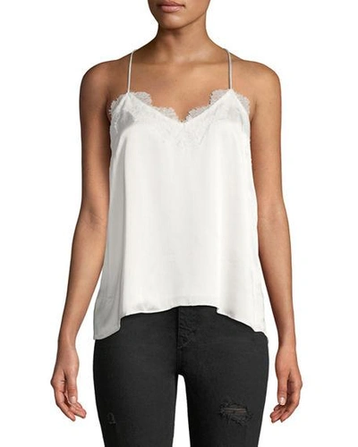 Shop Cami Nyc The Racer Silk Charmeuse Camisole W/ Lace In White