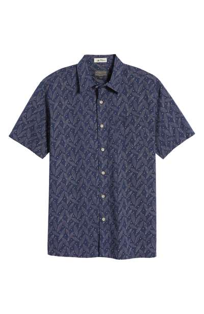 Shop Pendleton Regular Fit Print Short Sleeve Sport Shirt In Navy Leaf